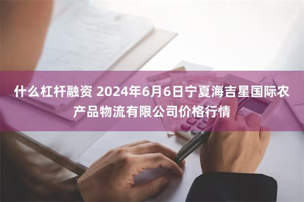 什么杠杆融资 2024年6月6日宁夏海吉星国际农产品物流有限公司价格行情