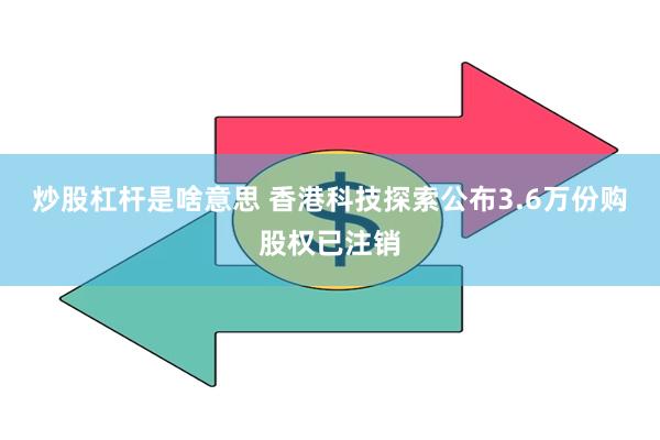 炒股杠杆是啥意思 香港科技探索公布3.6万份购股权已注销