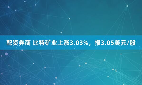 配资券商 比特矿业上涨3.03%，报3.05美元/股