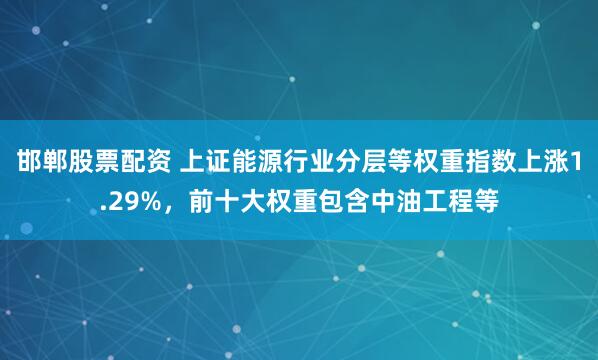 邯郸股票配资 上证能源行业分层等权重指数上涨1.29%，前十大权重包含中油工程等