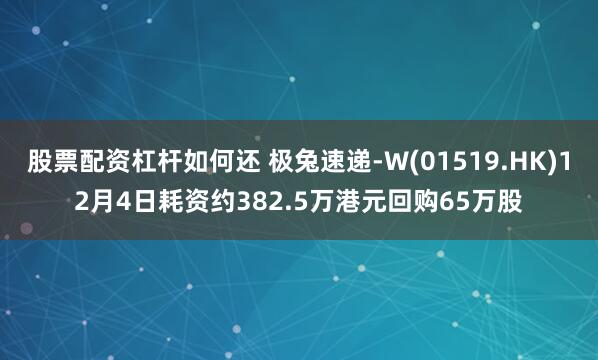 股票配资杠杆如何还 极兔速递-W(01519.HK)12月4日耗资约382.5万港元回购65万股