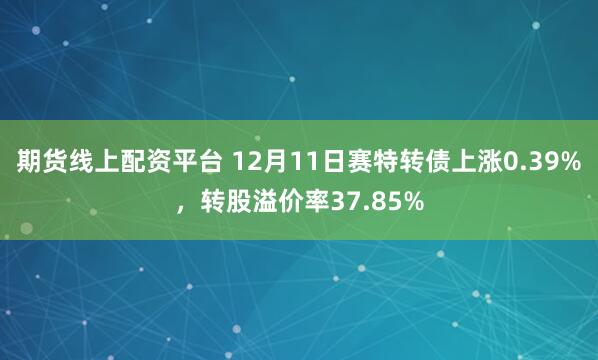 期货线上配资平台 12月11日赛特转债上涨0.39%，转股溢价率37.85%