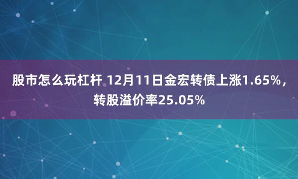 股市怎么玩杠杆 12月11日金宏转债上涨1.65%，转股溢价率25.05%