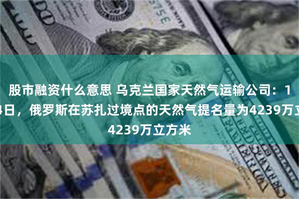 股市融资什么意思 乌克兰国家天然气运输公司：12月14日，俄罗斯在苏扎过境点的天然气提名量为4239万立方米