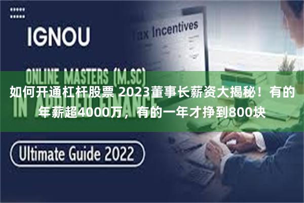 如何开通杠杆股票 2023董事长薪资大揭秘！有的年薪超4000万，有的一年才挣到800块