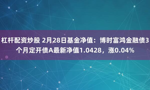 杠杆配资炒股 2月28日基金净值：博时富鸿金融债3个月定开债A最新净值1.0428，涨0.04%