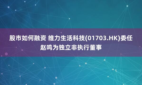 股市如何融资 维力生活科技(01703.HK)委任赵鸣为独立非执行董事